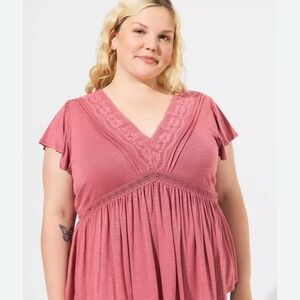 Torrid Women's Pink Lace Trim Top